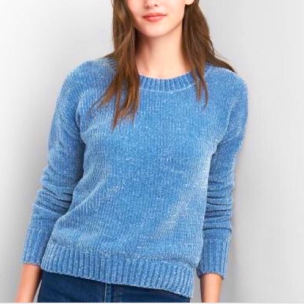 GAP Womens Heather Blue Chenille Sweater